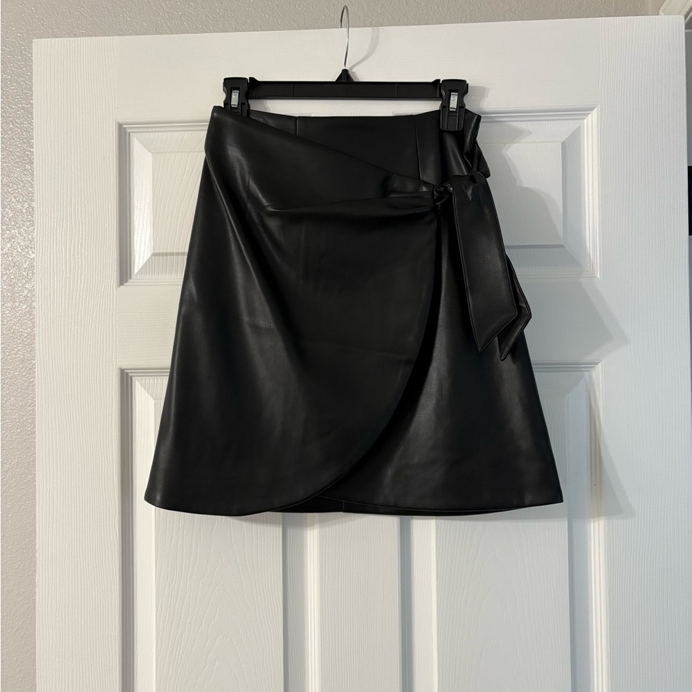 LOFT Black Faux Leather Skirt